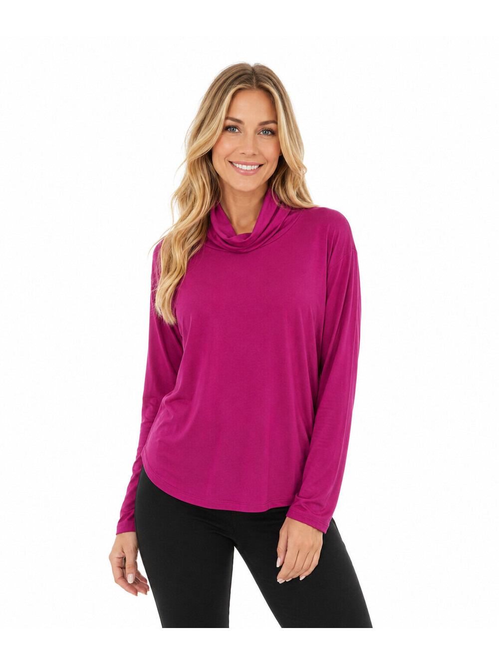 Susan Graver Women's Liquid Knit A-Line Tunic Magenta Burst ,sz Petite 2X #19-